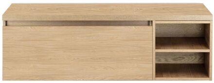 Frozen Badmeubelset 140 cm - Greeplijst in Kleur - Wastafel Regaalkast met Bovenblad Casella Oak