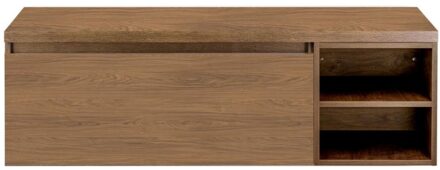 Frozen Badmeubelset 140 cm - Greeplijst in Kleur - Wastafel Regaalkast met Bovenblad Honey