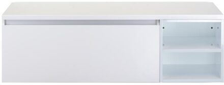 Frozen Badmeubelset 140 cm - Greeplijst in Kleur - Wastafel Regaalkast met Bovenblad Wit Hoogglans