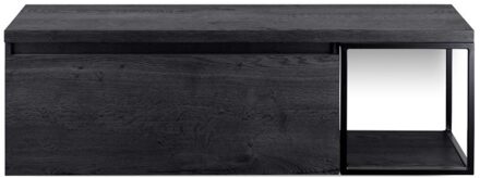 Frozen Badmeubelset 140 cm - Greeplijst in Kleur - Zwart Frame - Wastafelbovenblad Black Oak