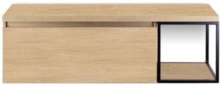 Frozen Badmeubelset 140 cm - Greeplijst in Kleur - Zwart Frame - Wastafelbovenblad Casella Oak