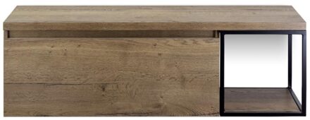 Frozen Badmeubelset 140 cm - Greeplijst in Kleur - Zwart Frame - Wastafelbovenblad Tabacco