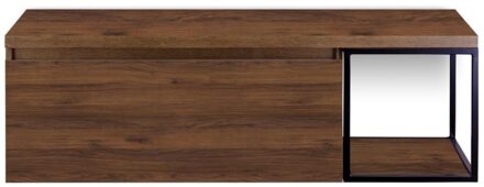 Frozen Badmeubelset 140 cm - Greeplijst in Kleur - Zwart Frame - Wastafelbovenblad Walnoot