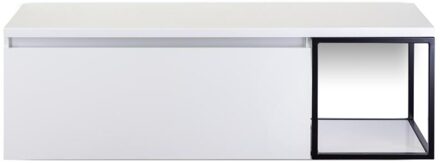 Frozen Badmeubelset 140 cm - Greeplijst in Kleur - Zwart Frame - Wastafelbovenblad Wit Hoogglans