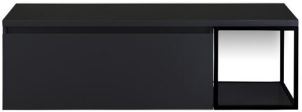 Frozen Badmeubelset 140 cm - Greeplijst in Kleur - Zwart Frame - Wastafelbovenblad Zwart Mat