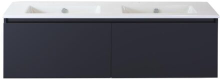 Frozen Badmeubelset 140 cm - Greeplijst in Kleur - Zwart Mat - Keramische Wastafel Wit Zonder Kraangat