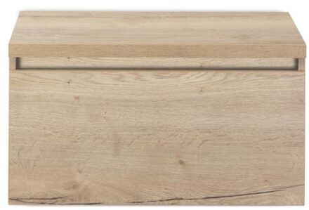 Frozen Badmeubelset 80 cm - Greeplijst in Kleur - Inclusief Wastafelbovenblad Natuur Eiken