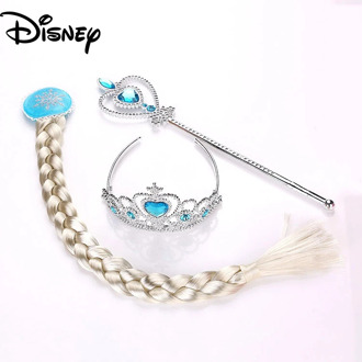 Frozen Children's Crown Set Anna Crown Wig Elsa Anna Braid Crwon Magic Stick Set Birthday Party Cosplay Toys For Girls Gift