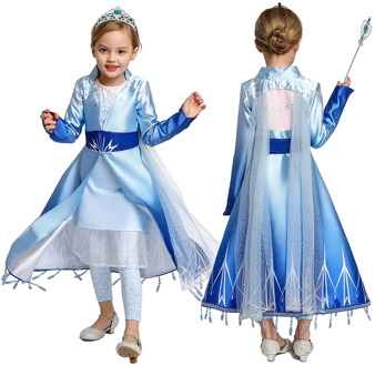 Frozen Elsa 2 Dress for Girl Princess Cosplay Fancy Dress Up Costume Kids Gowns Vestidos Halloween Christmas