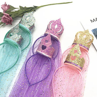 Frozen Girl Hair Band Crown Princess Veil Headband Cartoon Hair Accessories Children Birthday Gift Clothing Accessories