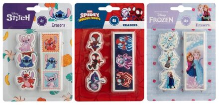 Frozen/Stitch/Spidey gummen 4 stuks verschillende