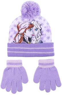 Frozen winterset 2-delig - muts/handschoenen - lila - voor kinderen