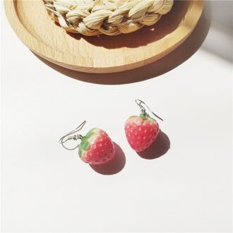 Fruit Aardbei Oorbel Vrouwelijke Mooie Meisje Simulatie Rode Aardbei Dangle Oorbel Voor Vrouwen Fijne Sieraden Accessoires Diy roze Earring