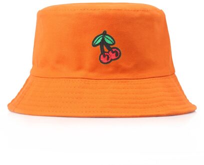 Fruit Cherry Emmer Hoeden Voor Meisjes Vrouwen Omkeerbare Visser Hoed Panama Bob Hoed Zomer Zonnehoed oranje