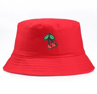 Fruit Cherry Emmer Hoeden Voor Meisjes Vrouwen Omkeerbare Visser Hoed Panama Bob Hoed Zomer Zonnehoed rood
