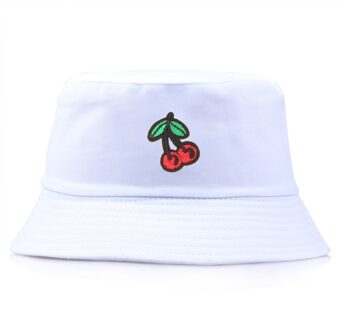 Fruit Cherry Emmer Hoeden Voor Meisjes Vrouwen Omkeerbare Visser Hoed Panama Bob Hoed Zomer Zonnehoed wit