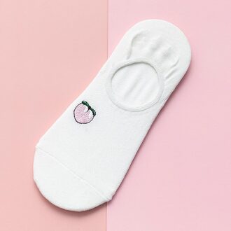 Fruit Embroidery Women Socks Women Breathable Cotton Mesh Boat Socks Non-slip Silicone Invisible Low Cut Socks Lady Calcetines wit