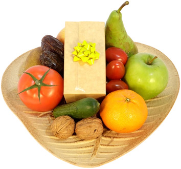 Fruit met bonbons L 30cm X 22cm