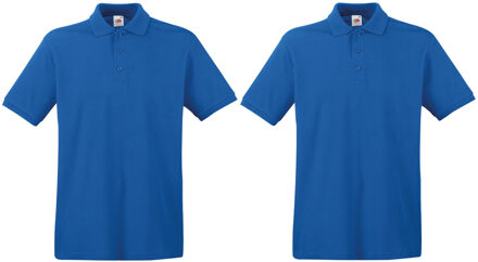 Fruit of the Loom 2-Pack maat 2XL blauw poloshirt premium van katoen voor heren