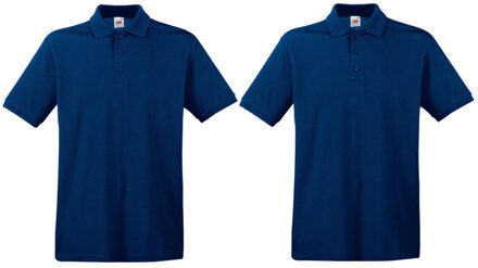 Fruit of the Loom 2-Pack maat 2XL donkerblauw/navy poloshirt / polo t-shirt premium van katoen voor heren
