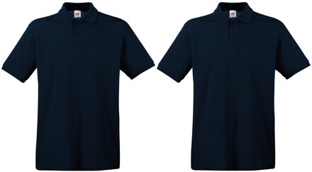 Fruit of the Loom 2-Pack maat 2XL donkerblauw poloshirt premium van katoen voor heren
