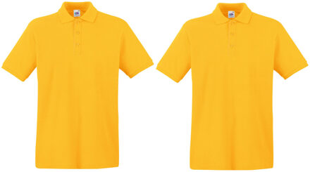 Fruit of the Loom 2-Pack maat 2XL geel poloshirt premium van katoen voor heren