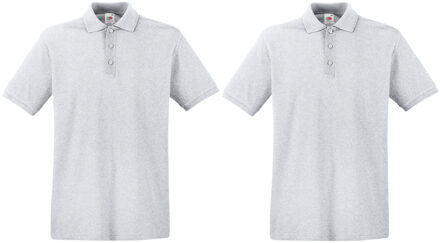Fruit of the Loom 2-Pack maat 2XL lichtgrijs poloshirt premium van katoen voor heren
