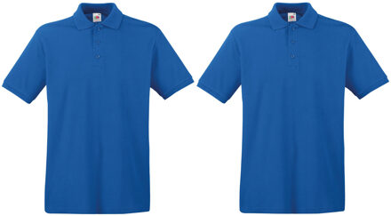 Fruit of the Loom 2-Pack maat 3XL grote maat blauw poloshirt premium van katoen voor heren 3XL