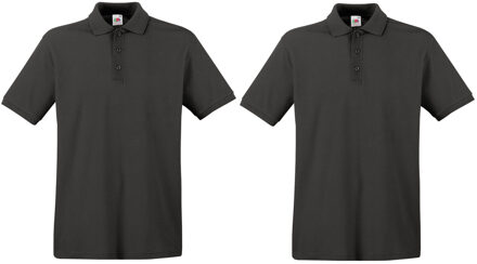 Fruit of the Loom 2-Pack maat 3XL grote maat donker grijs poloshirt premium van katoen voor heren 3XL