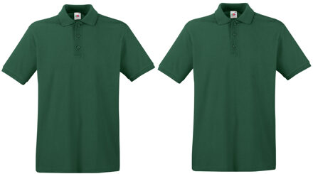 Fruit of the Loom 2-Pack maat M donkergroen poloshirt premium van katoen voor heren