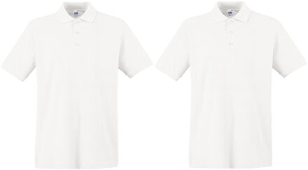 Fruit of the Loom 2-Pack maat M wit poloshirt premium van katoen voor heren