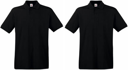 Fruit of the Loom 2-Pack maat M zwart poloshirt / polo t-shirt premium van katoen voor heren