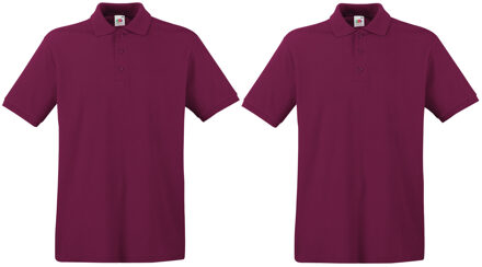 Fruit of the Loom 2-Pack maat XL bordeaux rode poloshirt premium van katoen voor heren