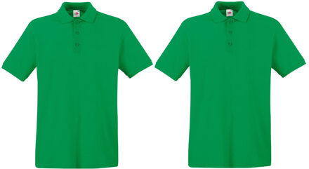 Fruit of the Loom 2-Pack maat XL groen poloshirt premium van katoen voor heren