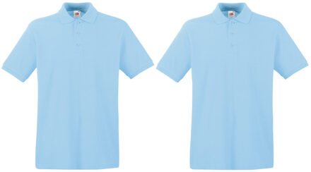 Fruit of the Loom 2-Pack maat XL lichtblauw poloshirt premium van katoen voor heren
