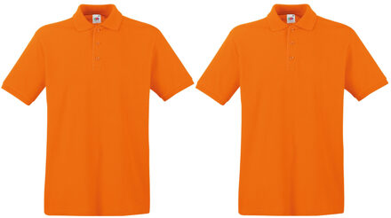 Fruit of the Loom 2-Pack maat XL oranje poloshirt premium van katoen voor heren