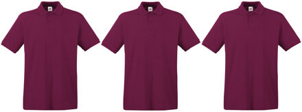 Fruit of the Loom 3-Pack maat 2XL bordeaux rode poloshirt premium van katoen voor heren