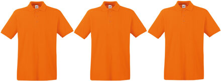 Fruit of the Loom 3-Pack maat 2XL oranje poloshirt premium van katoen voor heren