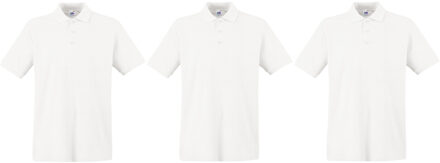 Fruit of the Loom 3-Pack maat L wit poloshirt premium van katoen voor heren