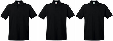 Fruit of the Loom 3-Pack Maat XL - Zwarte poloshirts / polo t-shirts premium van katoen voor heren