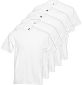 Fruit of the Loom 5x Grote maten basic witte t-shirt voor heren - 4XL- voordelige katoenen shirts