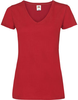 Fruit of the Loom Basic V-hals t-shirt katoen rood voor dames - Dameskleding t-shirt rood L (40)