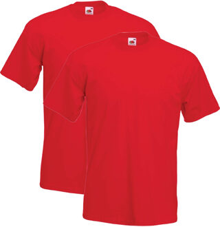 Fruit of the Loom Basics t- 2x -shirt voor heren - rood - 100% katoen - Regular fit, maat: XL (42/54