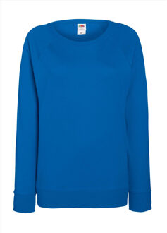 Fruit of the Loom Blauwe sweater / sweatshirt trui met raglan mouwen en ronde hals voor dames - blauw - basic sweaters 2XL (44)