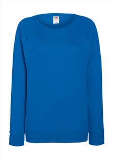 Fruit of the Loom Blauwe sweater / sweatshirt trui met raglan mouwen en ronde hals voor dames