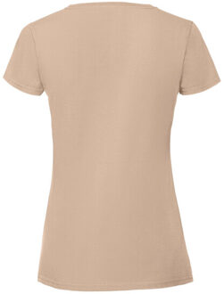 Fruit of the Loom Dames iconic 195 premium ringspun katoenen t-shirt - maat XS Beige
