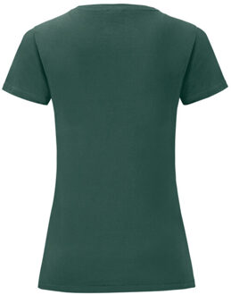 Fruit of the Loom Dames iconic combed cotton t-shirt - maat M Groen