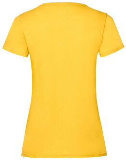 Fruit of the Loom Dames valueweight t-shirt - maat S Geel