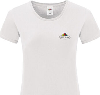 Fruit of the Loom Dames vintage logo t-shirt - maat L Wit