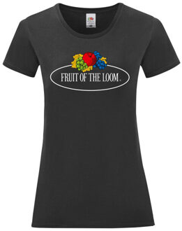 Fruit of the Loom Dames vintage logo t-shirt - maat XL Zwart